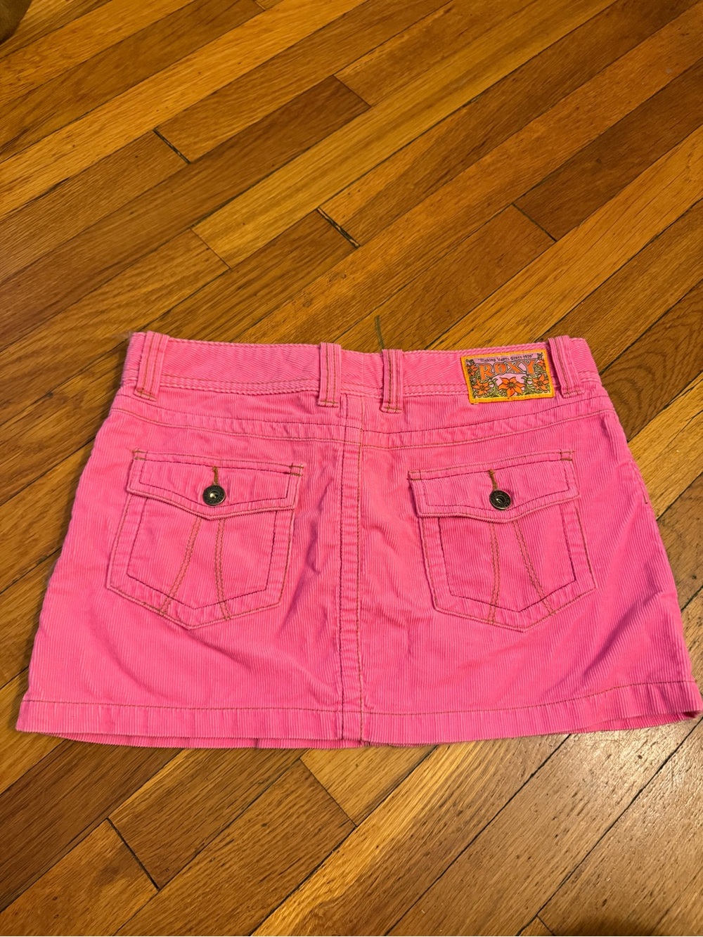Roxy Pink Corduroy Mini Skirt with Back Flap Pockets